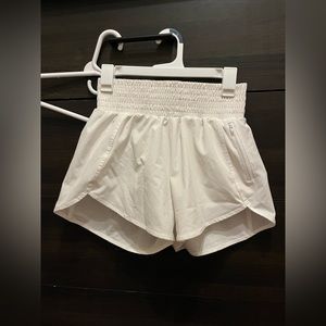 B white high rise athletic shorts